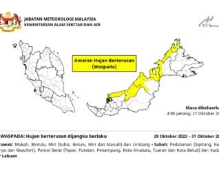 Amaran hujan tahap waspada di Sarawak, Sabah, Labuan bermula Sabtu ini