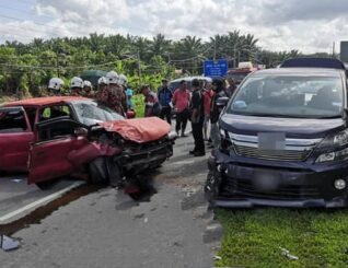 Tiga cedera insiden kereta bertembung di Beaufort