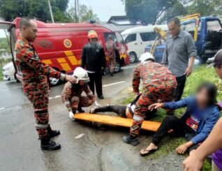 Dua cedera insiden motosikal bertembung kereta di Tuaran